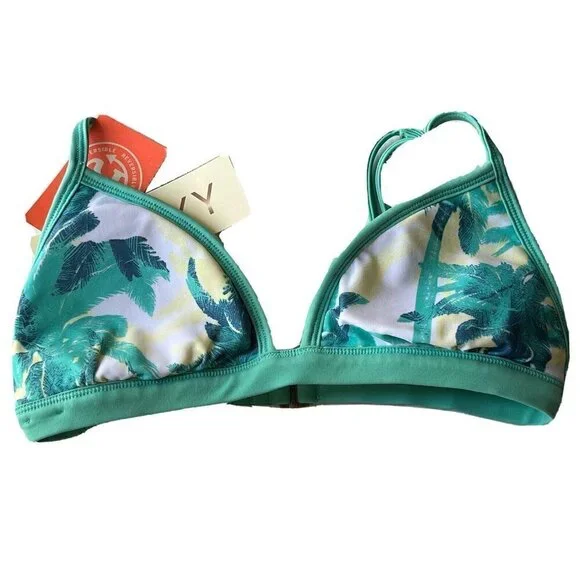 Roxy Green Ready Made Reversible Fixed Tri Bikini Top Size S - Picture 4 of 8